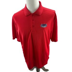 FAU Florida Atlantic University Mens Embroidered Red Polo Shirt Large